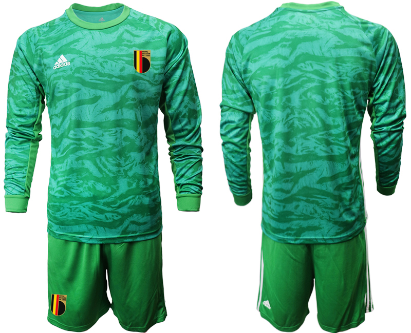 Men 2021 European Cup Belgium green Long sleeve goalkeeper Soccer Jersey2->belgium jersey->Soccer Country Jersey